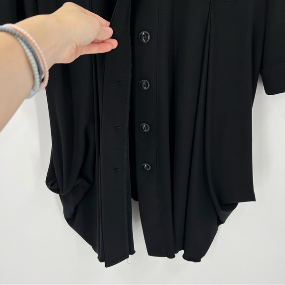 Joseph Ribkoff Black Stretch Knit Draped Hem Tunic Top Roll Tab Sleeve US 16 - Picture 4 of 7